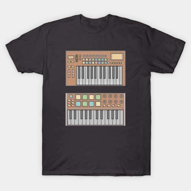 Brown Mini Synthesizer T-Shirt by milhad